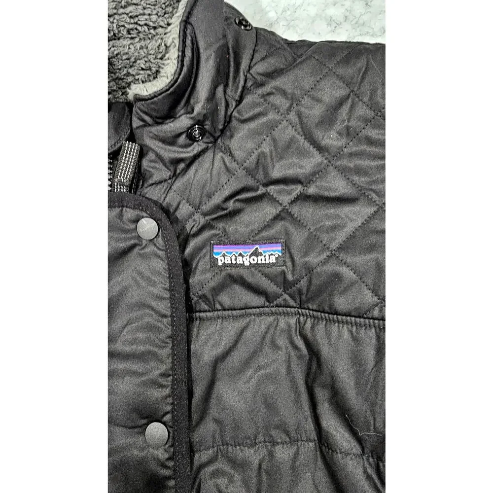 Patagonia Kids Puffer Jacket, Reversable, Dream Song, Black/Gray, Size Kids L